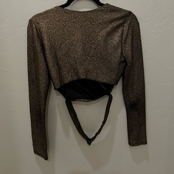 Lush Shimmering Bronze Wrap Blouse - Picture 3 of 3